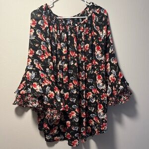 Chaps Multicolor Floral Pleated Blouse